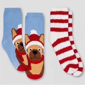 Kids' Wondershop 2pk Dog Cozy Crew Socks 2 pairs
